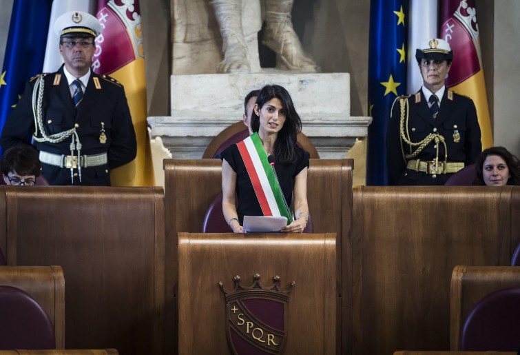 Virginia Raggi, sindaco di Roma, in Assemblea Capitolina