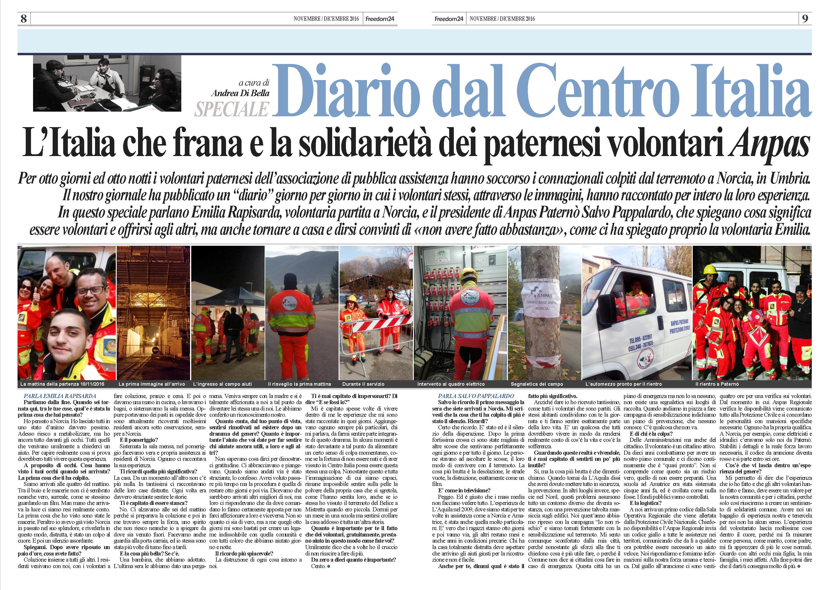 Lo speciale "Diario dal Centro Italia" pubblicato sull'edizione freepress di Freedom24 lo scorso 22 dicembre e distribuito nel comprensorio etneo. LEGGI IN PDF A QUESTO LINK