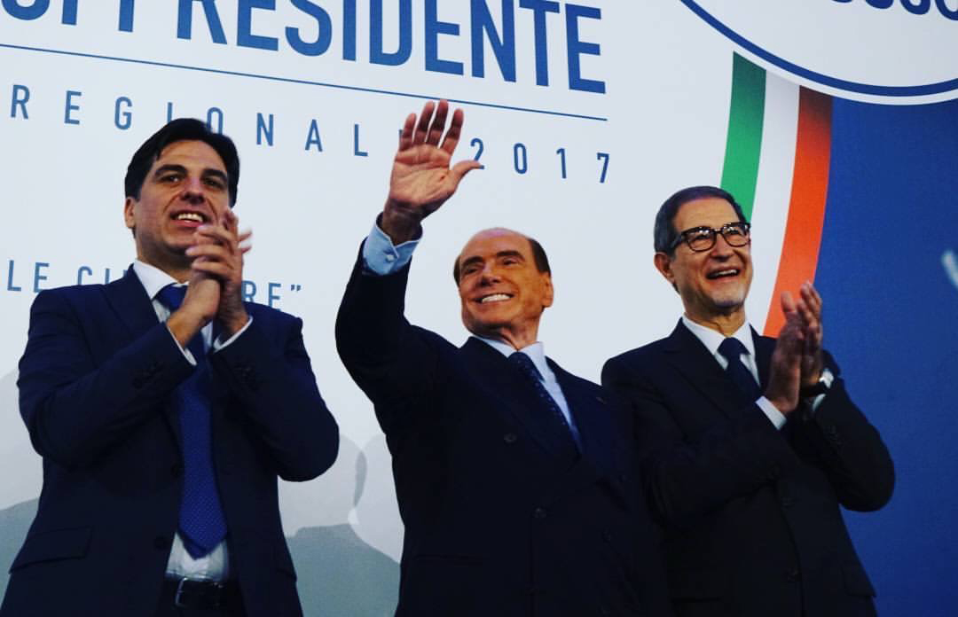 Un momento della convention di Forza Italia a Catania con Silvio Berlusconi.