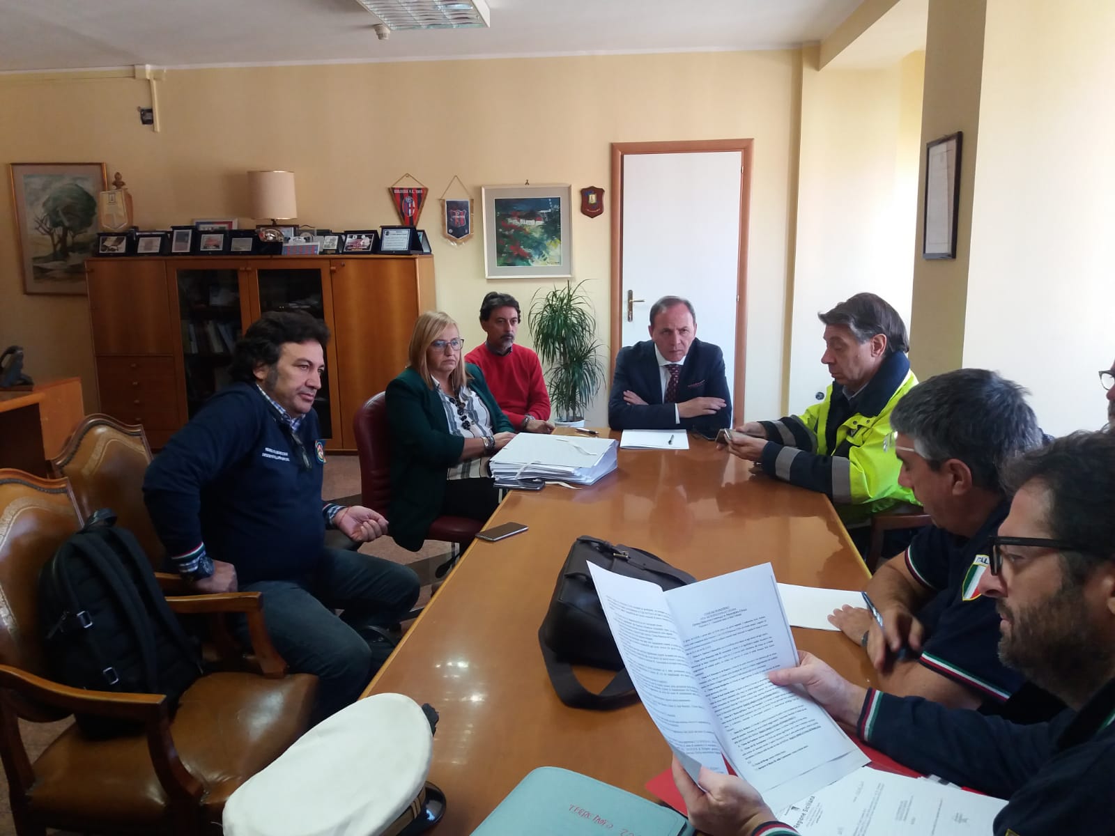 Un'immagine dell'incontro di questa mattina a Palazzo di Città con la Protezione Civile Nazionale